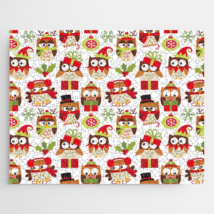 Brown Christmas Owls  Jigsaw Puzzle