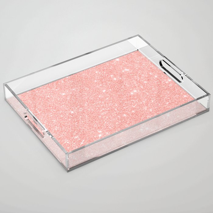 Cute Light Pink Glitter Acrylic Tray