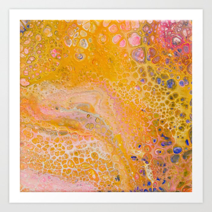 Abstract Painting With Warm Colors Yellow Orange And Pink Art Print By Lallamorosoli Society6