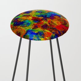Abstract colorful textured floral painting Counter Stool