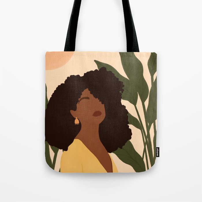 Black Woman Boho Portrait  Tote Bag