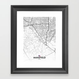 Mansfield, Texas, United States - Light City Map Framed Art Print