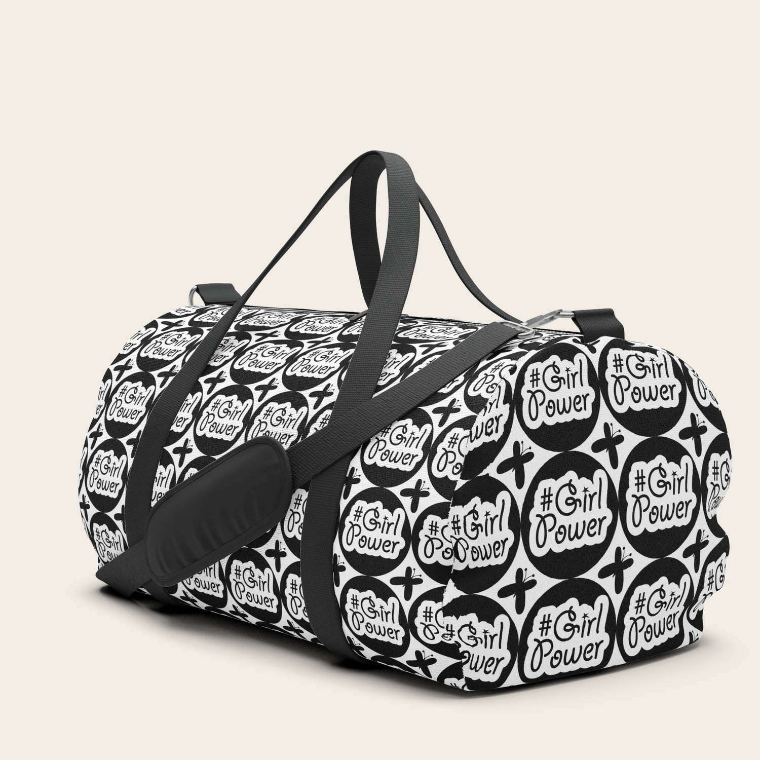 Girl Power Black Pattern Black Typography Motivational Quote Duffle Bag By Terainbdesigns Society6
