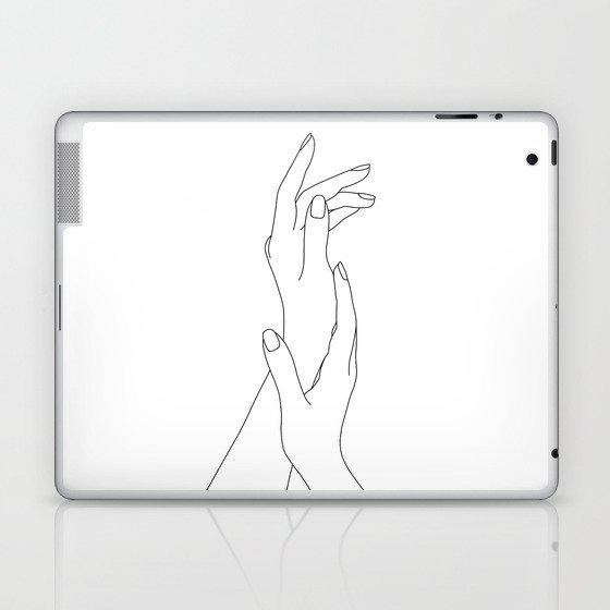Hands line drawing illustration - Dia Laptop & iPad Skin