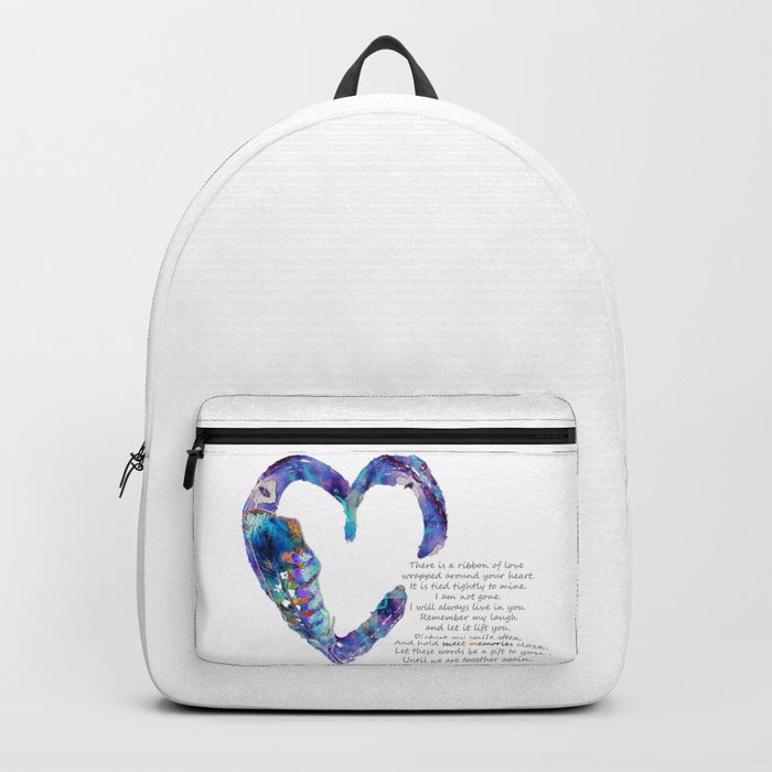 Blue Heart Art For Grief Healing - Ribbon Of Love Backpack