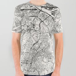 Pittsburgh USA - Black and White City Map All Over Graphic Tee