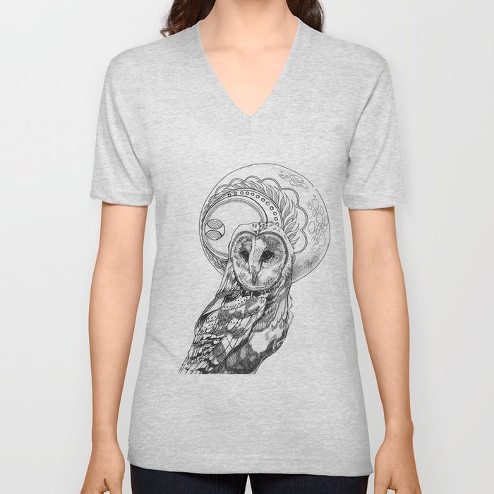 Owl Moon V Neck T Shirt