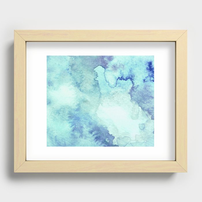 Watercolor pattern turquoise Recessed Framed Print