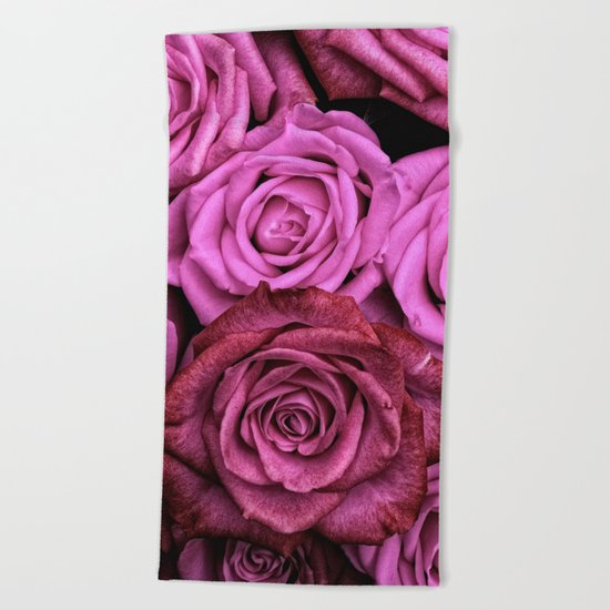 Pink Roses Beach Towel