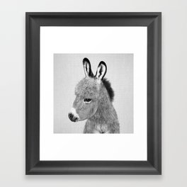 Donkey - Black & White Framed Art Print
