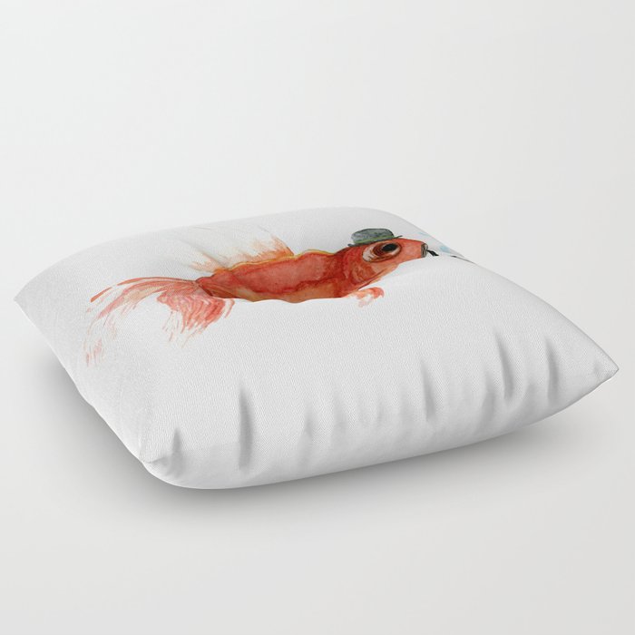 Goldfish with pipe and hat Floor Pillow