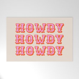 howdy howdy Welcome Mat | Western, Happy, Simple, West, Cowboy, Pink, Modern, Type, Morgansevart, Curated 