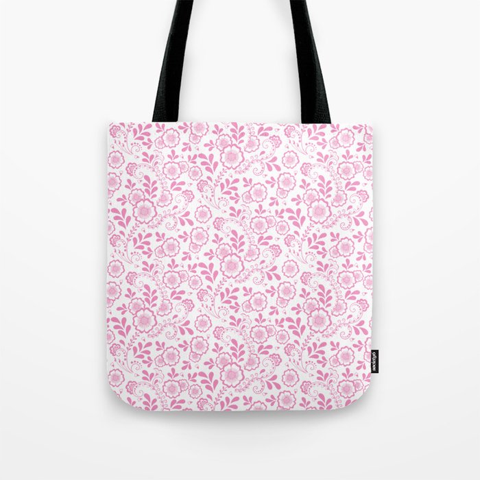 Pink Eastern Floral Pattern Tote Bag