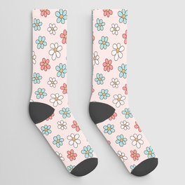 Happy Daisy Pattern, Cute and Fun Smiling Colorful Daisies Socks