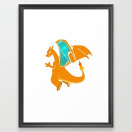 Minimal Pocket Monster Dragon Framed Art Print