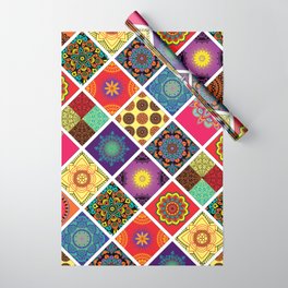 Bohemian Mandala Hippie Patchwork Wrapping Paper