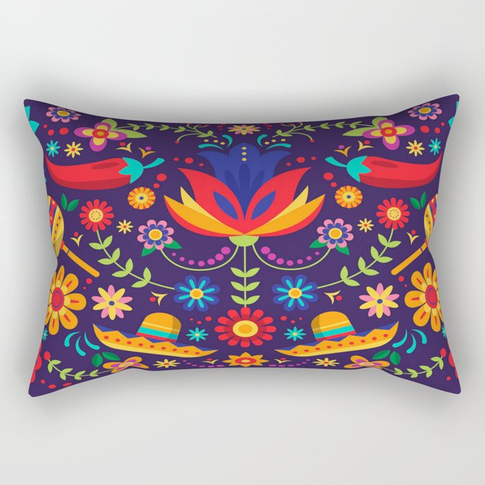 Mexican Embroidery Rectangular Pillow