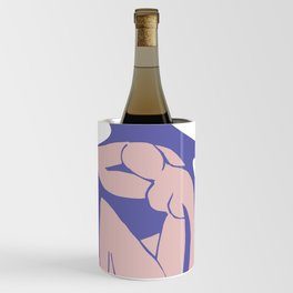 Beach Nude on Very Peri Lavender with Ocean Seagrass Leaves Matisse Inspired Wine Chiller