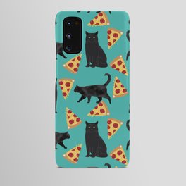 black cat pizza cat lover pet gifts cute cats Android Case