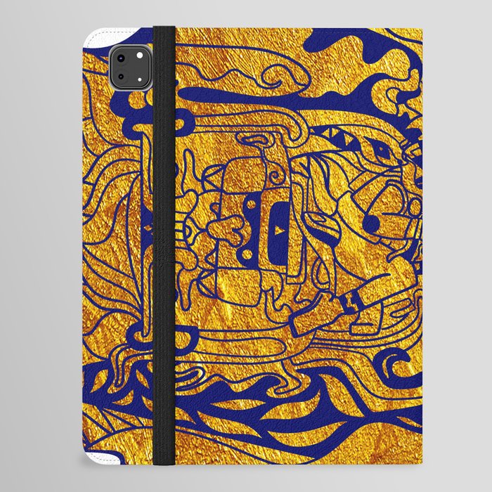 pakal the alien mayan astronaut in mexican pattern wallpaper ecopop  iPad Folio Case