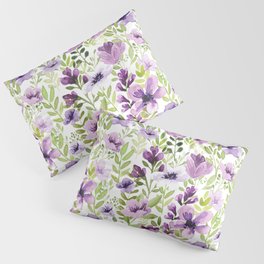 Watercolor/Ink Purple Floral Painting Pillow Sham