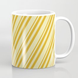 [ Thumbnail: Goldenrod and Pale Goldenrod Colored Stripes Pattern Coffee Mug ]