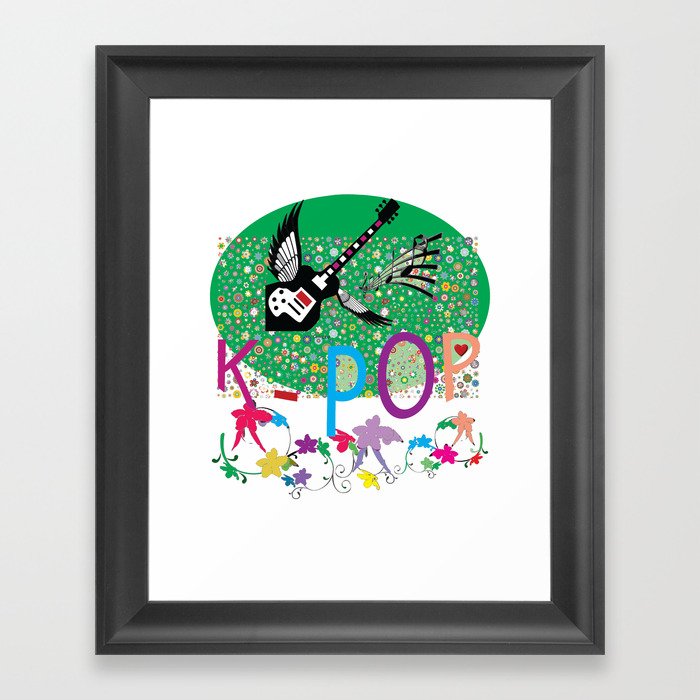 K-Pop Green Framed Art Print