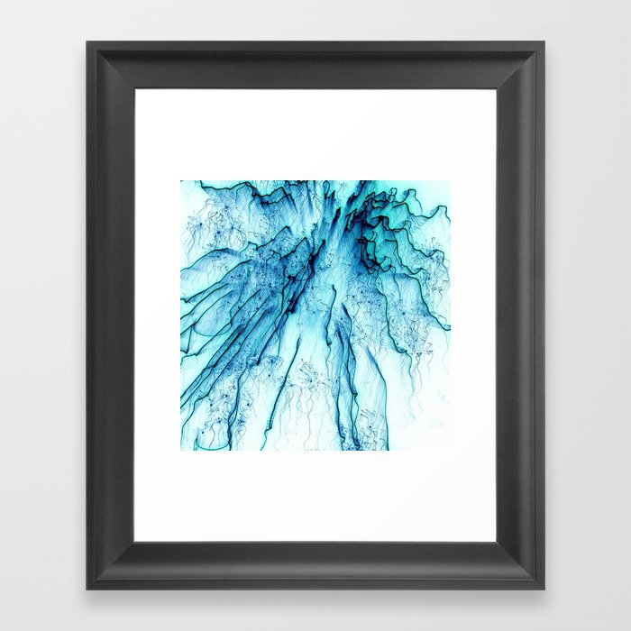 Special Fireworks, aqua Framed Art Print by MehrFarbeimLeben | Society6