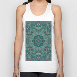 Green Moroccan Flowers Antique Tank Top