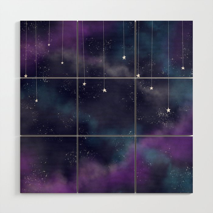 Space and stars Wood Wall Art