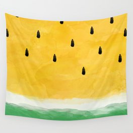 Yellow Watermelon Abstract Wall Tapestry