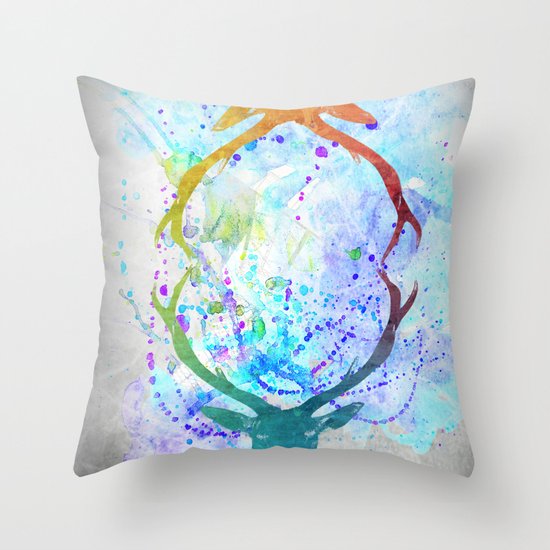 watercolor deer Throw Pillow