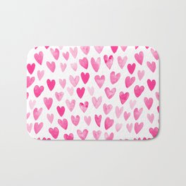 Hearts Pattern watercolor pink heart perfect essential valentines day gift idea for her Badematte