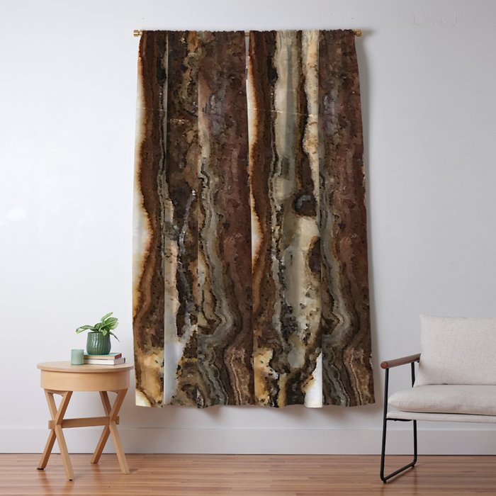 Brown Fudge Marble Pattern With Cream Ribbons Blackout Curtain By