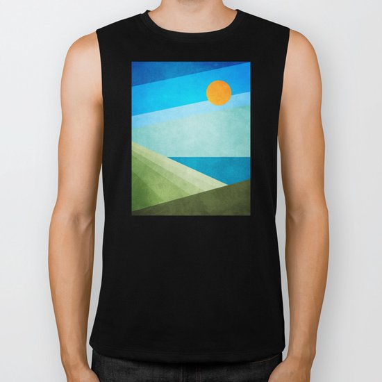 Green Fields Blue Waters Biker Tank