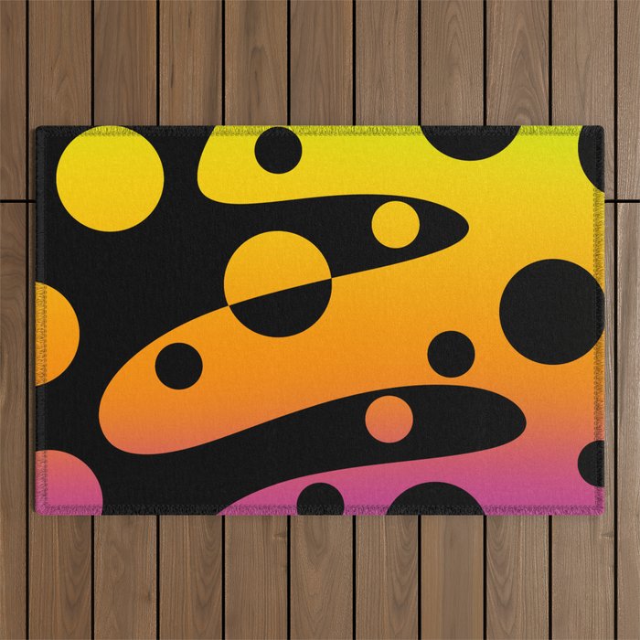 Funky Sunset Gradient and Black Design Outdoor Rug
