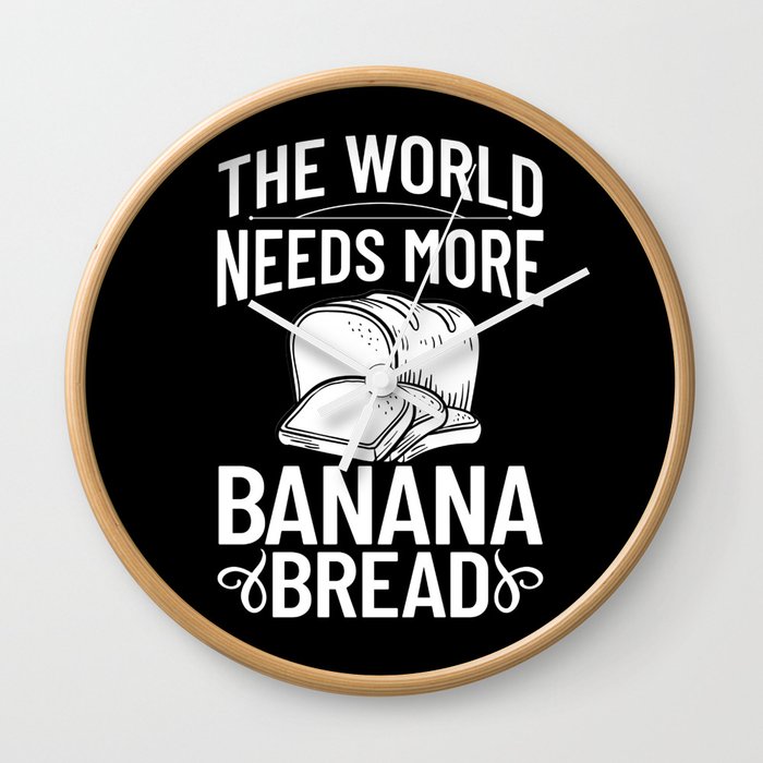 Banana Bread Recipe Chocolate Chip Nuts Vegan Wall Clock