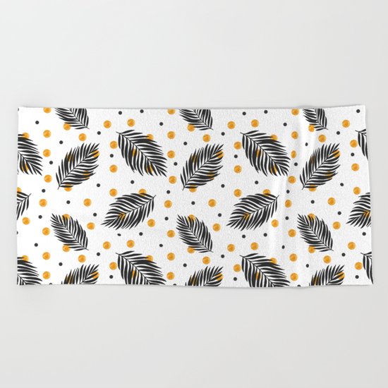 Black and gold Beach Towel