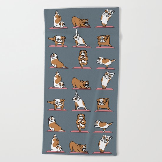 English Bulldog Yoga Beach Towel