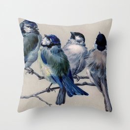 Vintage Cute Blue Birds on Branch Throw Pillow
