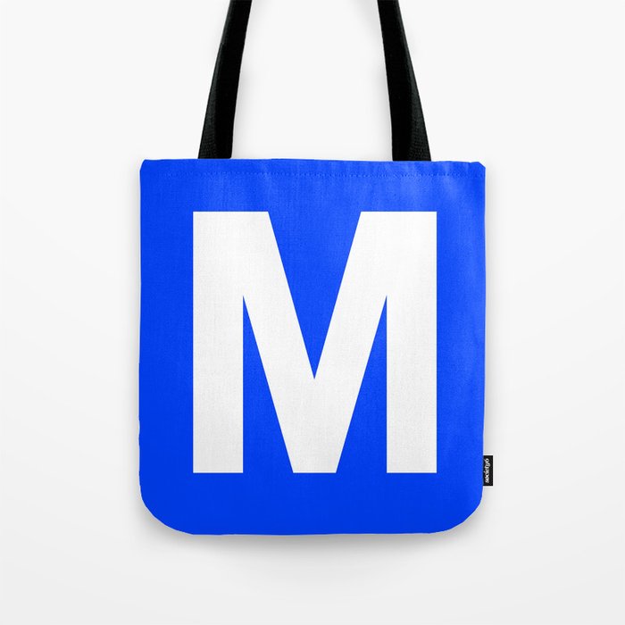 Letter M (White & Blue) Tote Bag