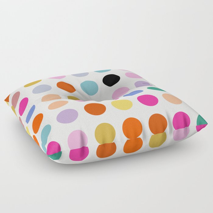 Colorful Vintage Geometric Dots Floor Pillow