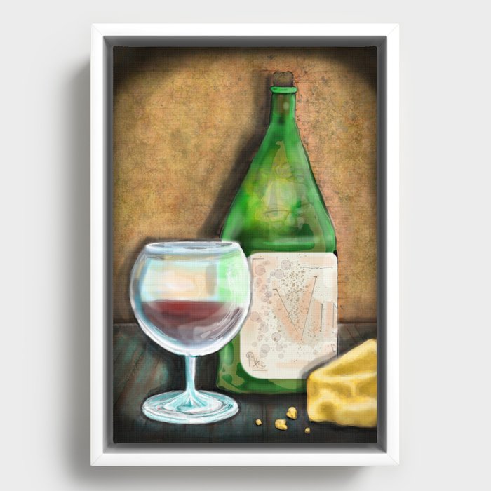 Wine and Cheese for a Lonely Middle-Aged Woman Framed Canvas