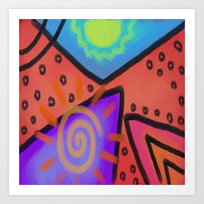 Funky Abstract Digital Painting Art Print
