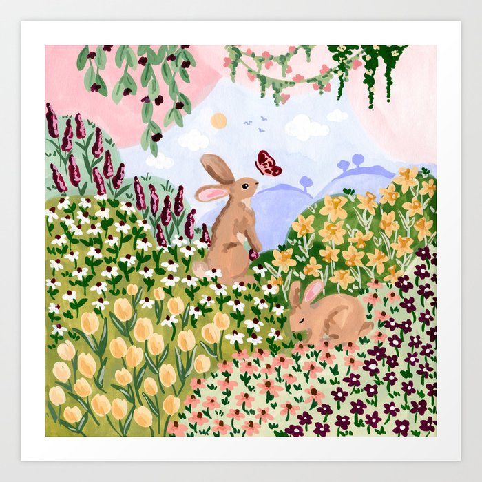 Spring Bunnies Art Print