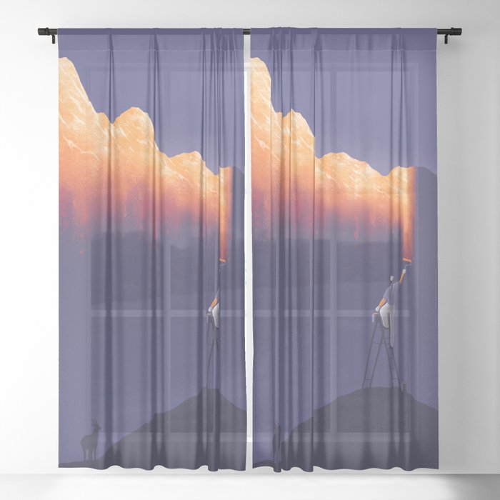 Mountain Sunrise Sheer Curtain