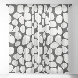 Black and white contrasting pattern with petals Sheer Curtain