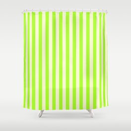 [ Thumbnail: Light Green and Light Yellow Colored Stripes Pattern Shower Curtain ]