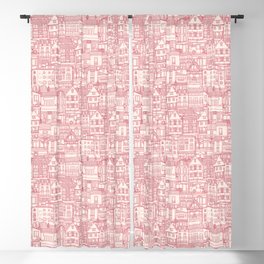 cafe buildings pink Blackout Curtain