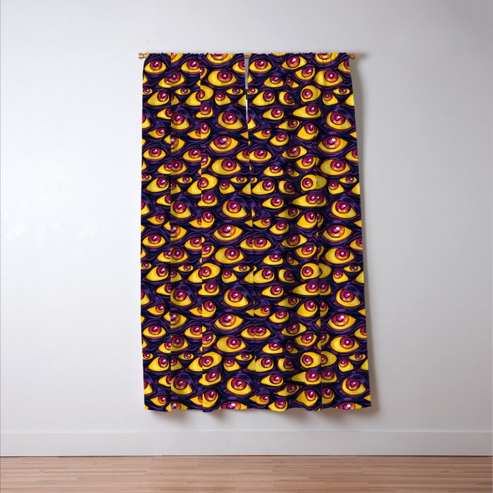 Wall Of Eyes In Dark Purple Blackout Curtain By Paisleydrawrs